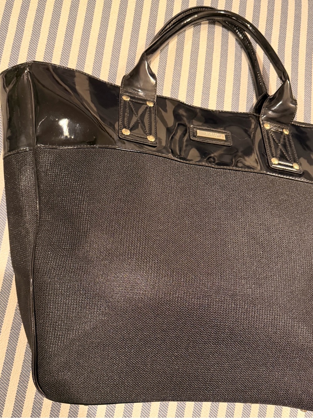 VERSACE PERFUME~Huge Black Tote with Gloss Trim 🖤🩶🖤🩶 - Picture 11 of 13